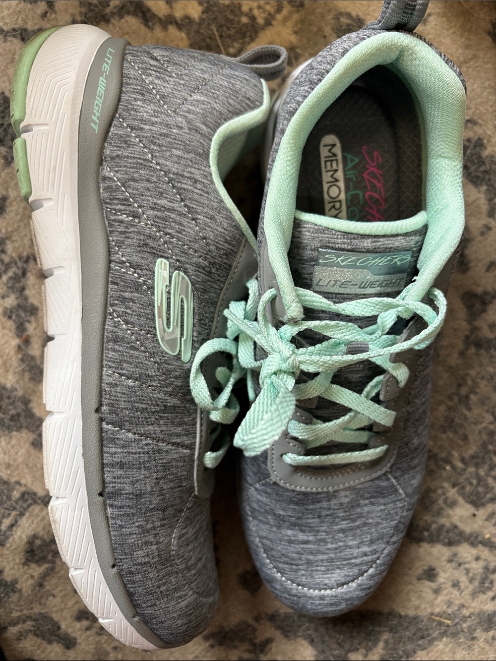 Skechers Women's Gray Sneakers with Mint Accents
